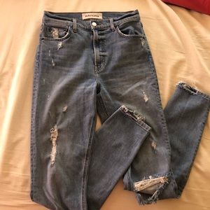 Reformation distressed high waisted skinny jeans